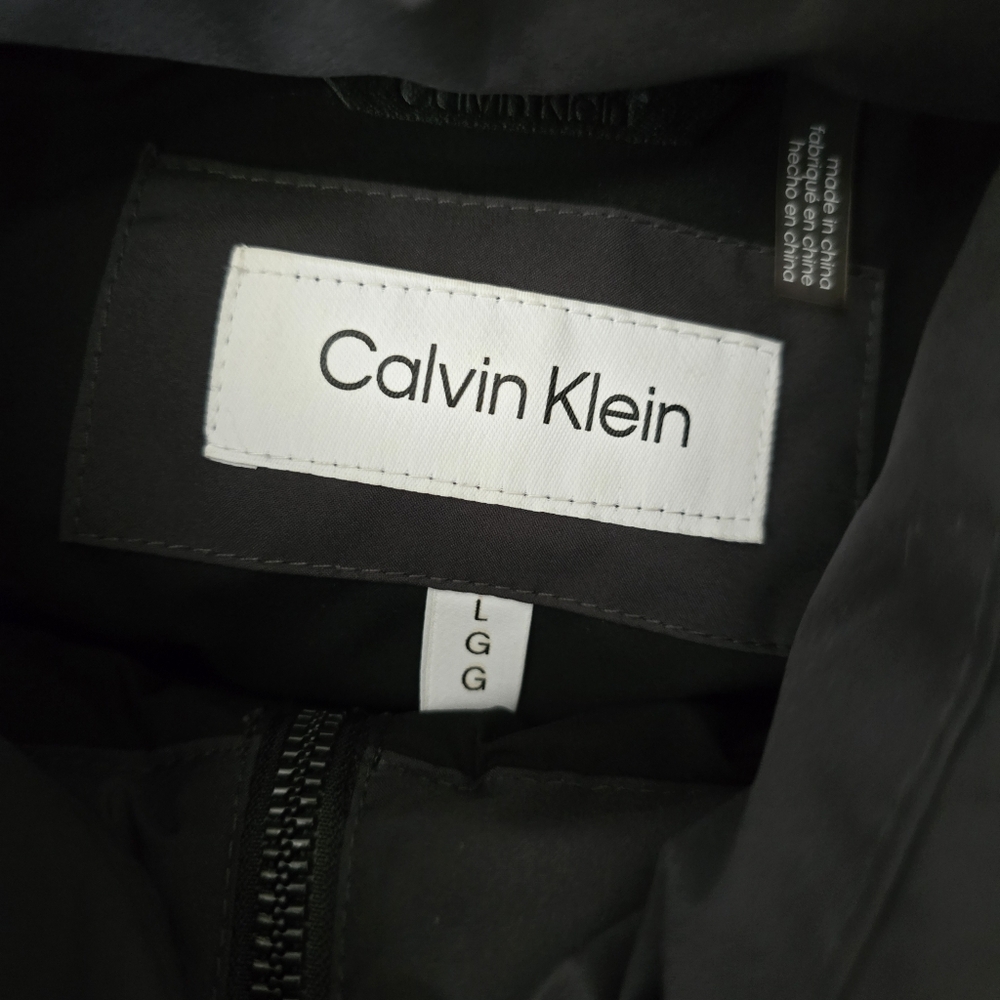 Calvin Klein Lightweight Quilted Puffer Jacket Black Full Zip Coat Large - Picture 6 of 7
